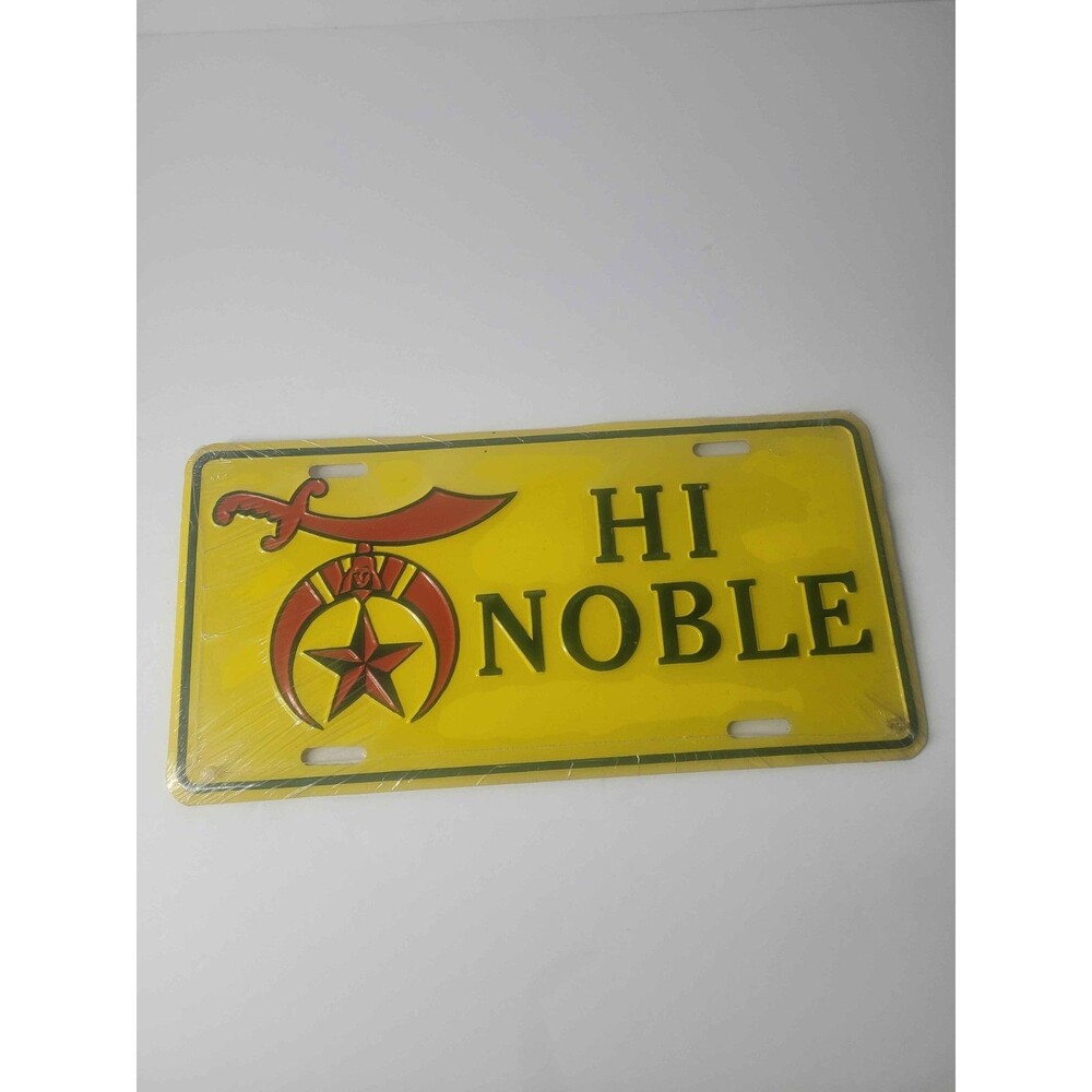 Masonic Shriner "Hi Noble" Embossed Aluminum Auto License Plate - New